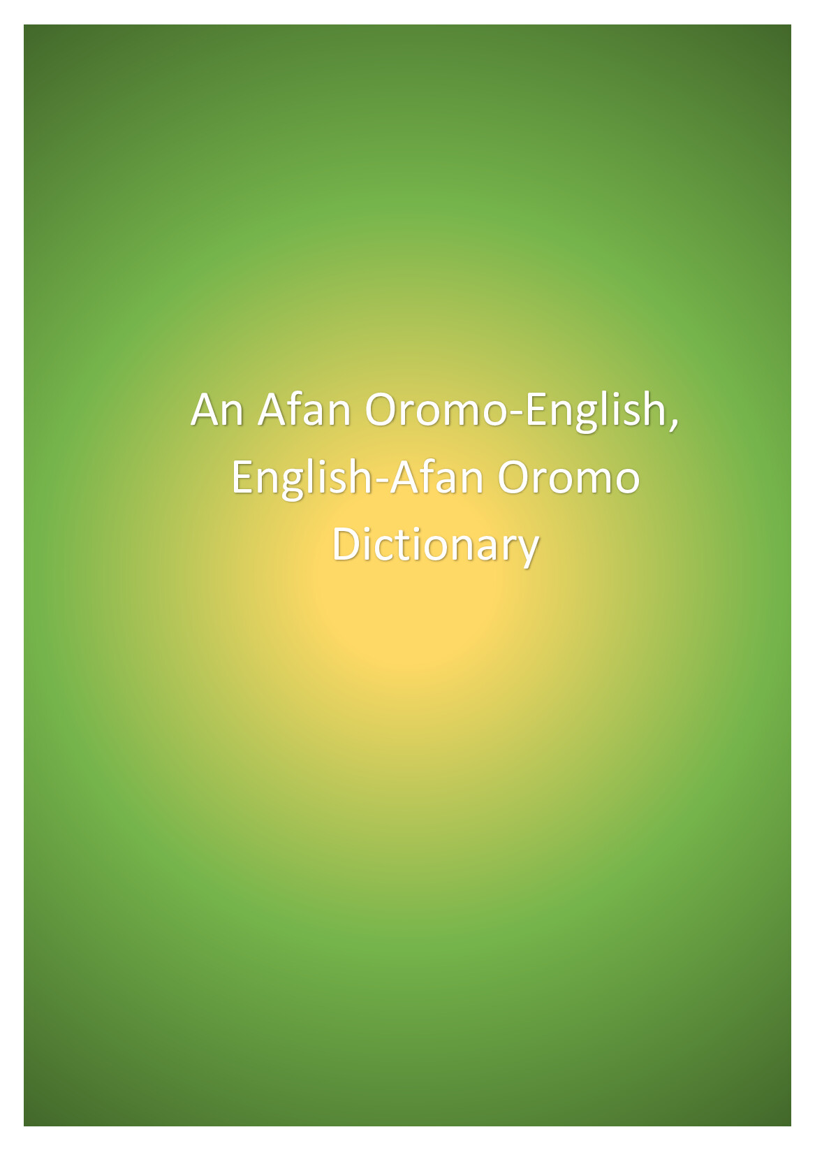 Cover of Afan Oromo-English English - Afan Oromo Dictionary